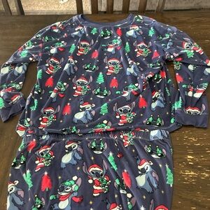 Disney Navy Pajama Set with Festive Characters
